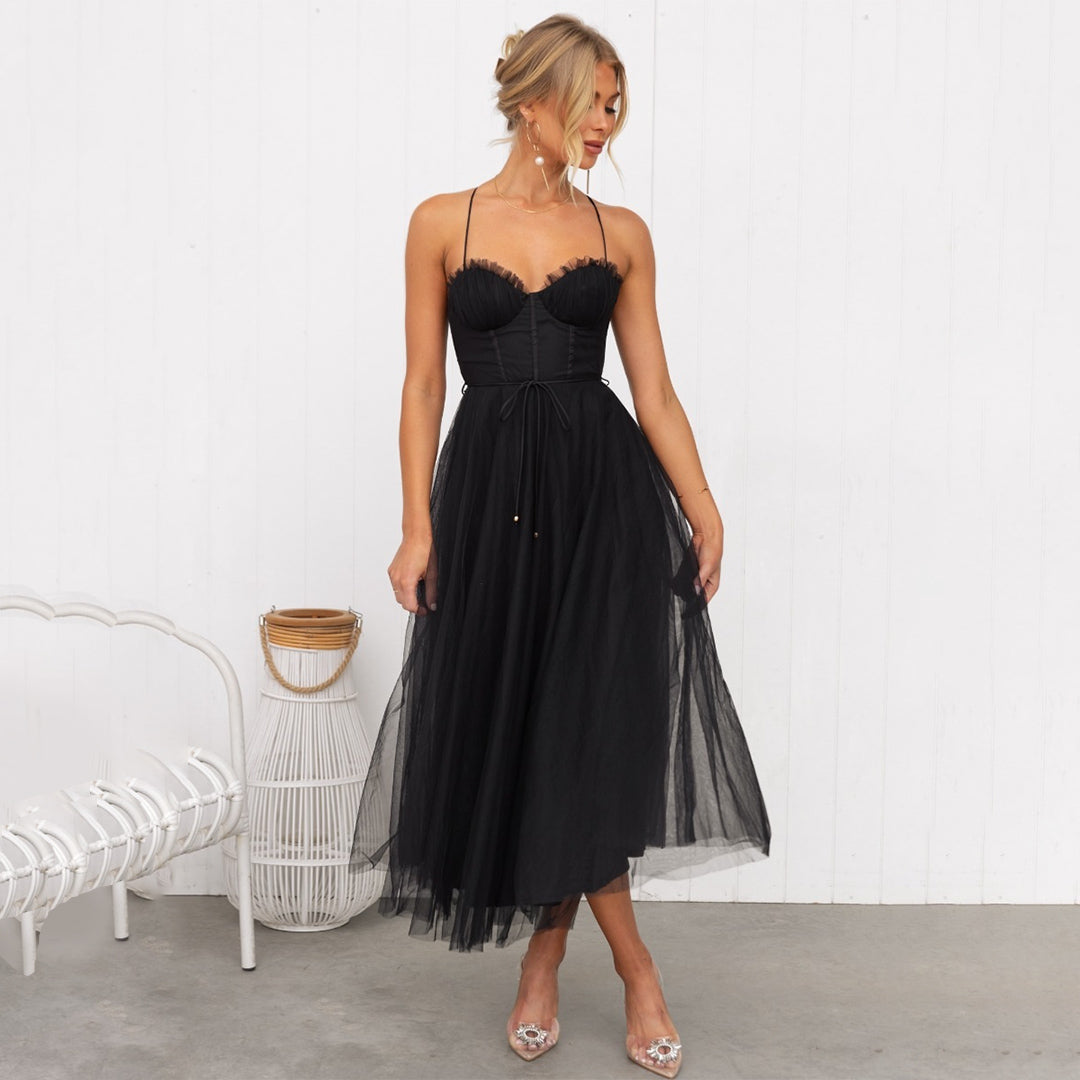 Vestido midi mujer de gala elegante