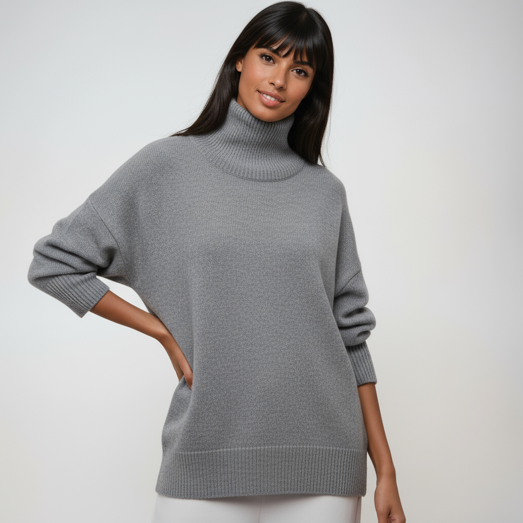 Jersey Mujer Cuello Alto Oversize Estilo Relajado