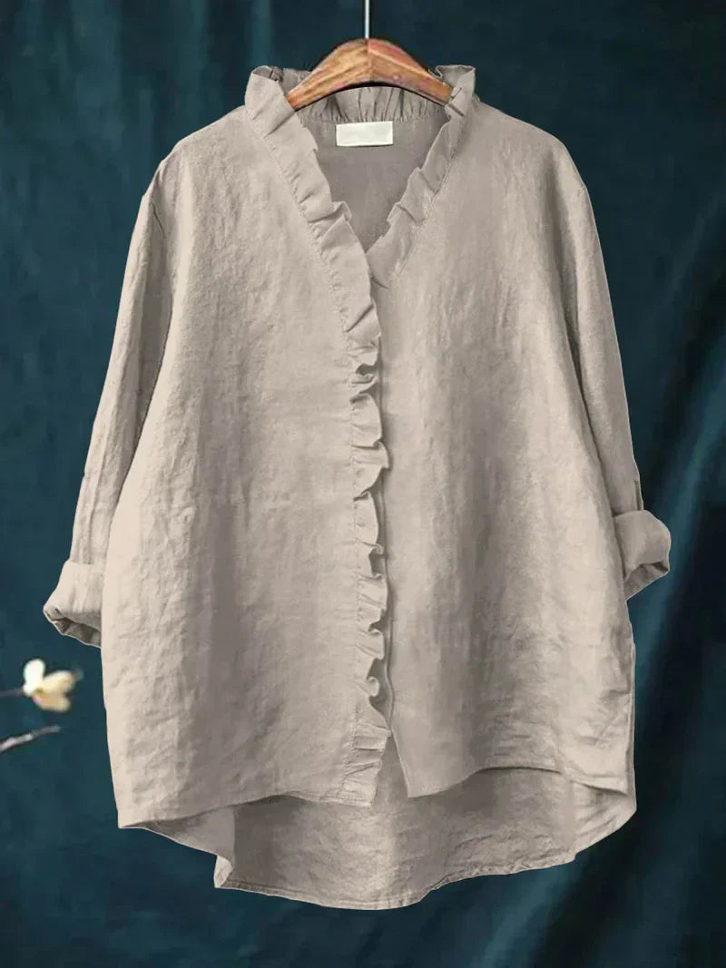 Camisa Mujer Informal con Volantes Ajuste Regular