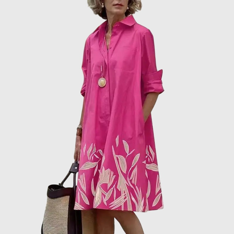Vestido Mujer Ligero Algodón Cuello Camisero Botones Bolsillos