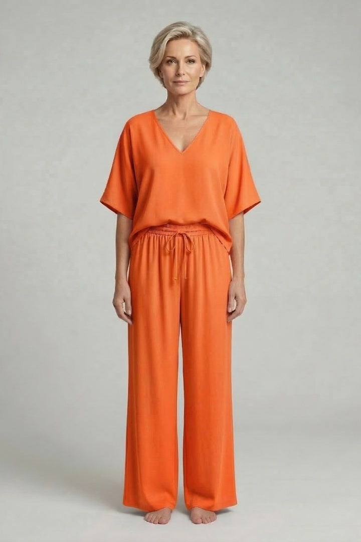 Conjunto Palazzo Mujer Fluido Escote en V