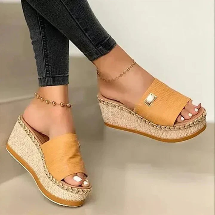 Sandalias Cuña Mujer Espadrilles Tira Ancha Plataforma