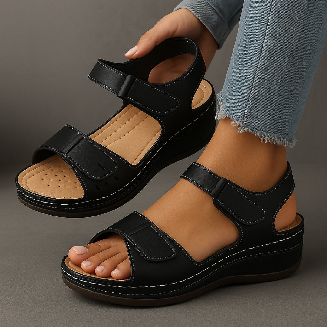 Sandalias Cuña Mujer con Velcro Plantilla Acolchada