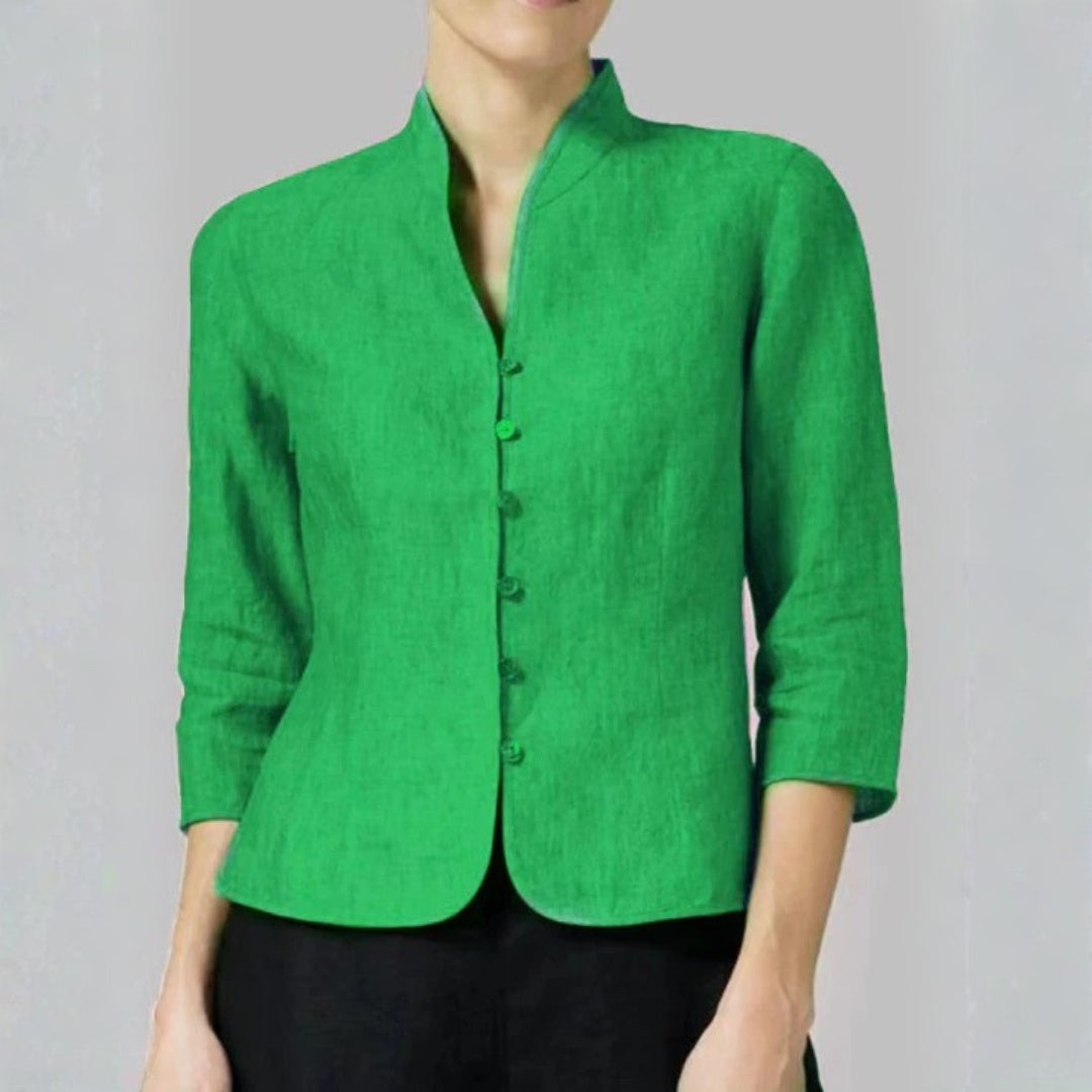Blusa Mujer Manga Larga Botones Ajuste Elegante