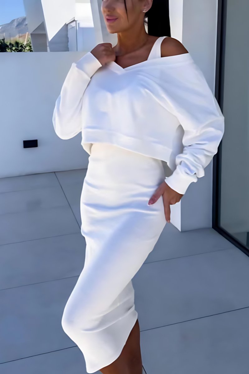 Conjunto Mujer de Dos Piezas y Falda Ajustados Bodycon