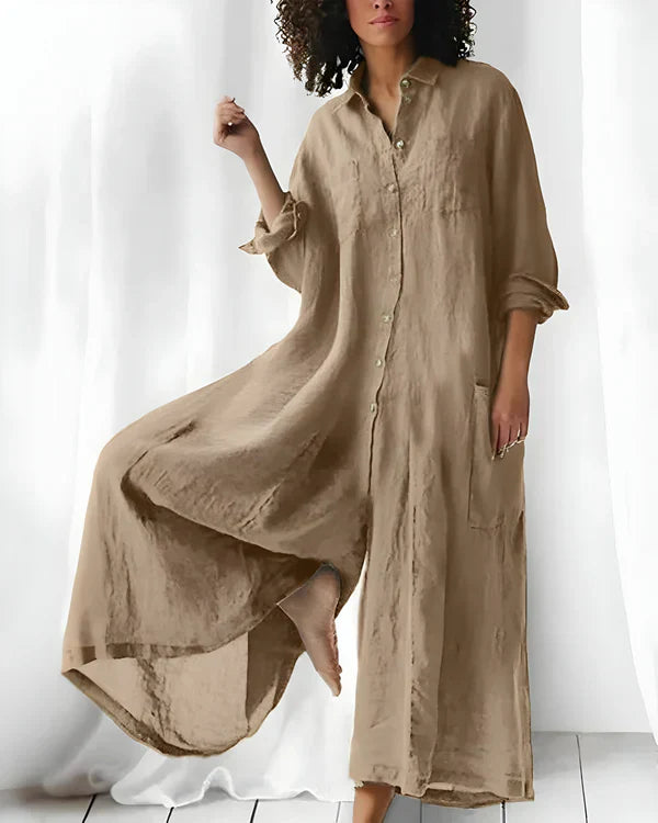 Mono Mujer Camisero de Tejido Suelto Estilo Relajado