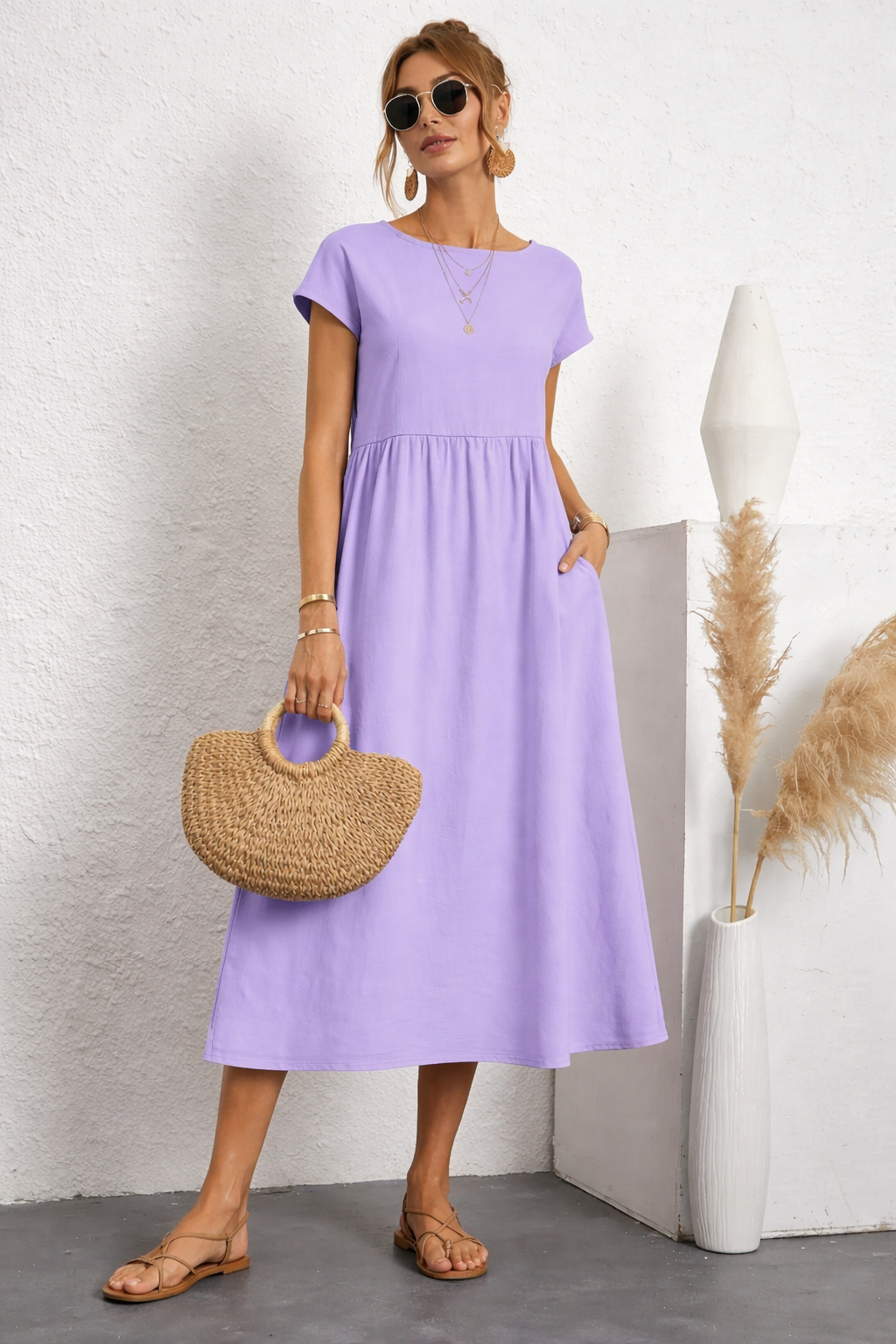 Vestido midi mujer fluido elegante atemporal