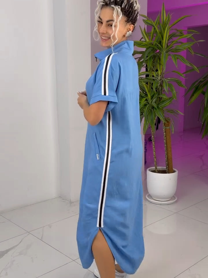 Vestido largo mujer deportivo cremallera fluido casual