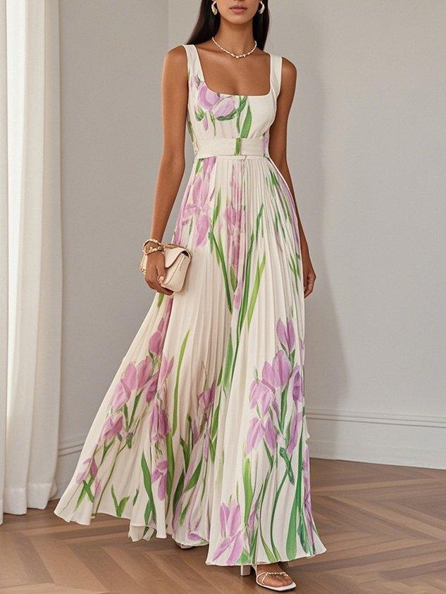 Vestido Mujer Bohemio Floral Fluido Corte A