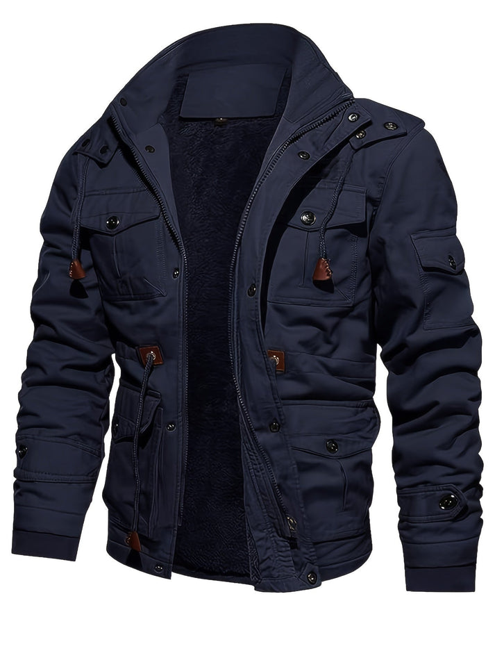 Chaqueta Hombre Forro Polar Táctica Múltiples Bolsillos