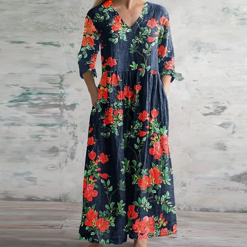 Vestido Maxi Mujer Estilo Vintage Ajuste Retro