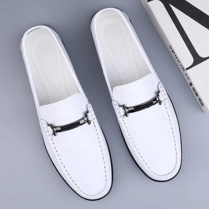 Mocasines Hombre de Cuero Genuino Estilo Conducción Suela Goma Slip-On