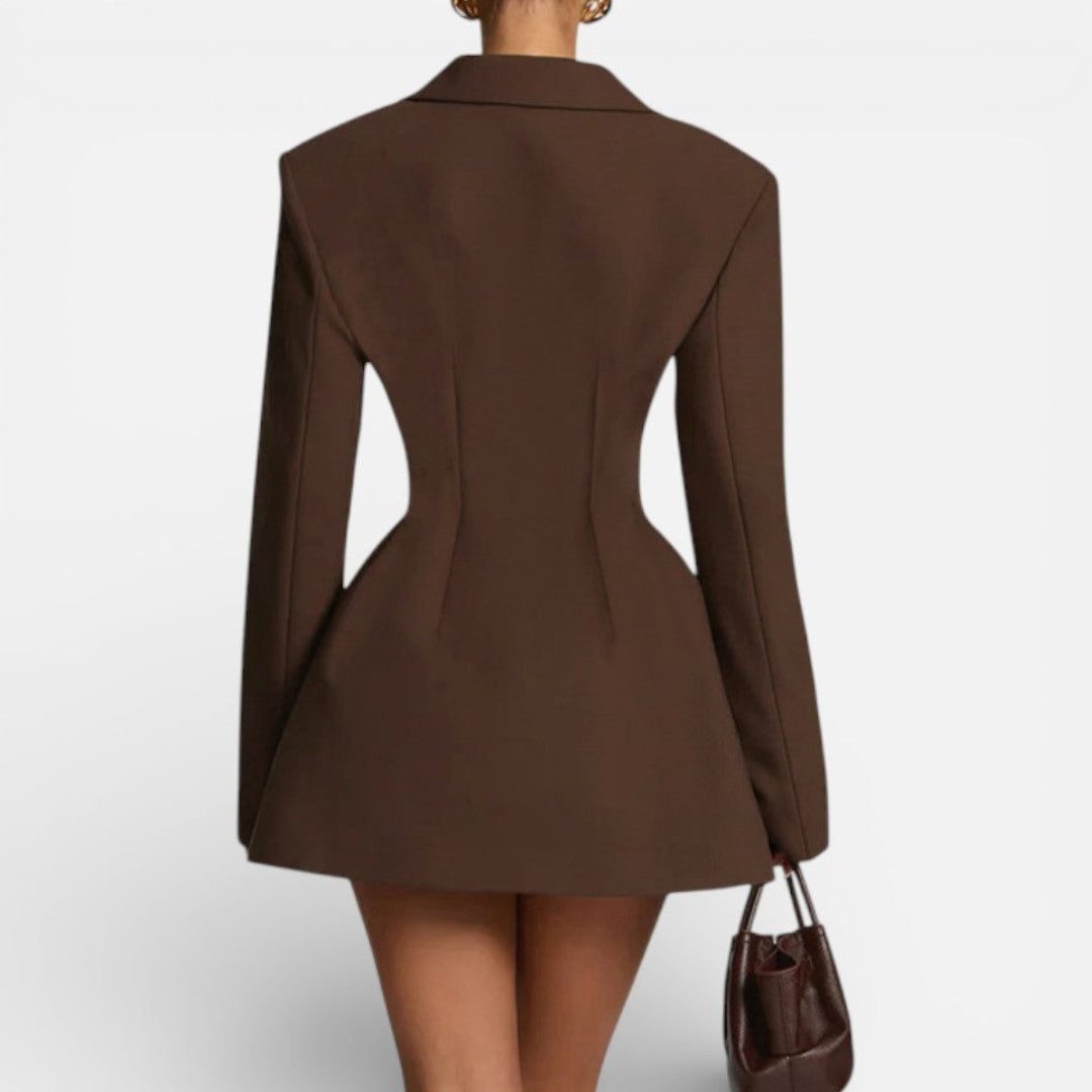 Vestido Blazer Mujer Ajustado con Solapas Manga Larga