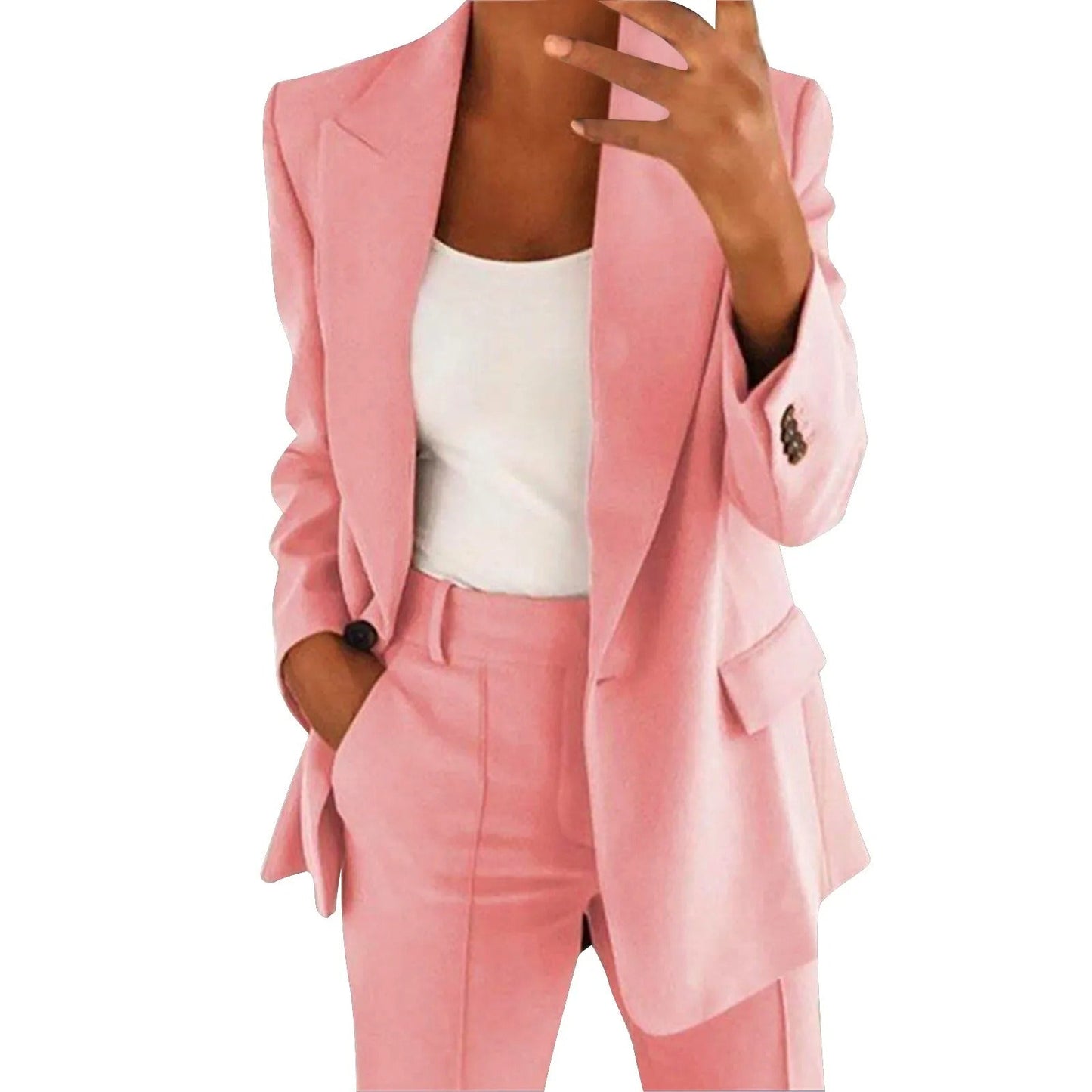 Conjunto Mujer Blazer y Pantalón Liso Ajuste Clásico