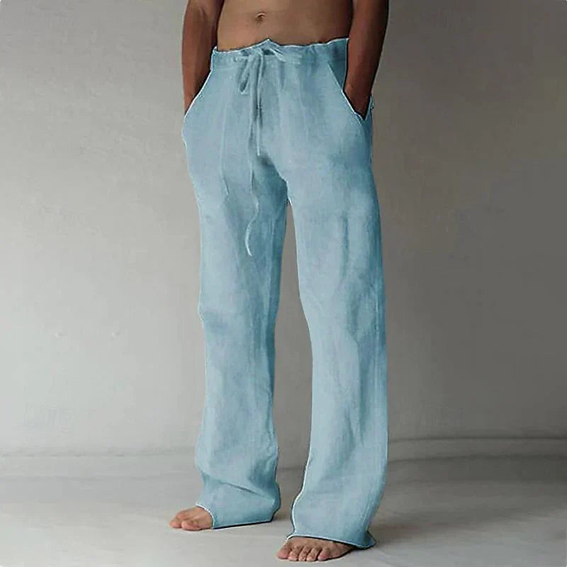 Pantalón hombre de algodón corte amplio cintura elástica