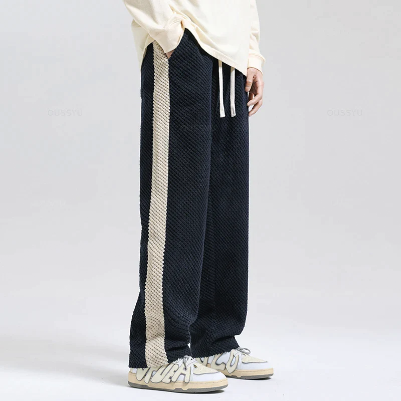 Pantalones Jogger Hombre Textura Gofre Ajuste Casual Comodos