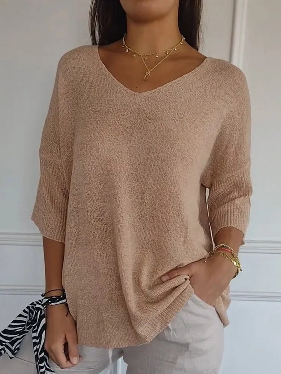 Jersey mujer de punto suave cuello en V