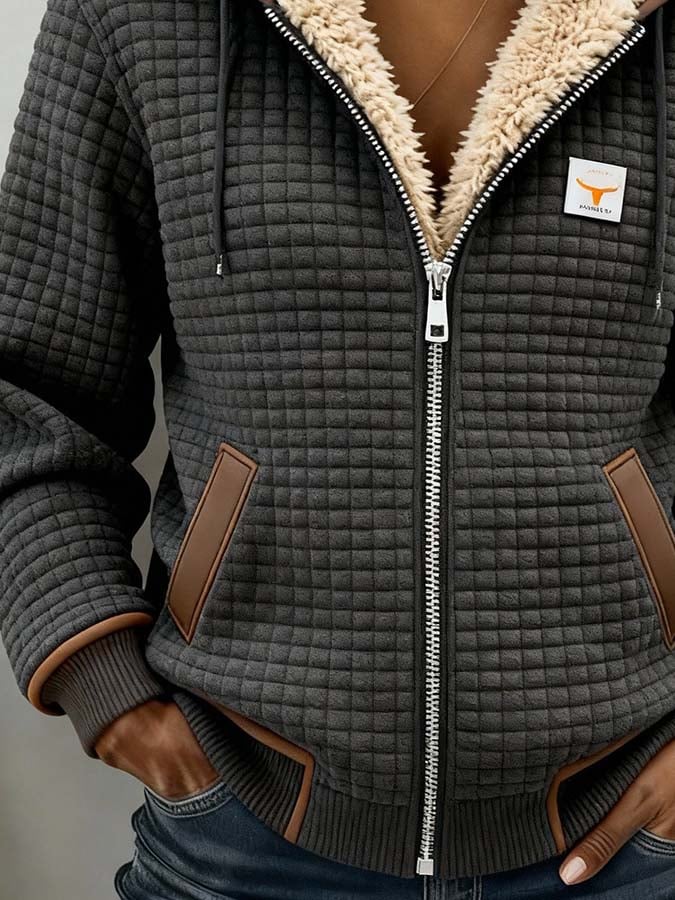 Chaqueta Mujer Acolchada Forro Polar Capucha Invierno