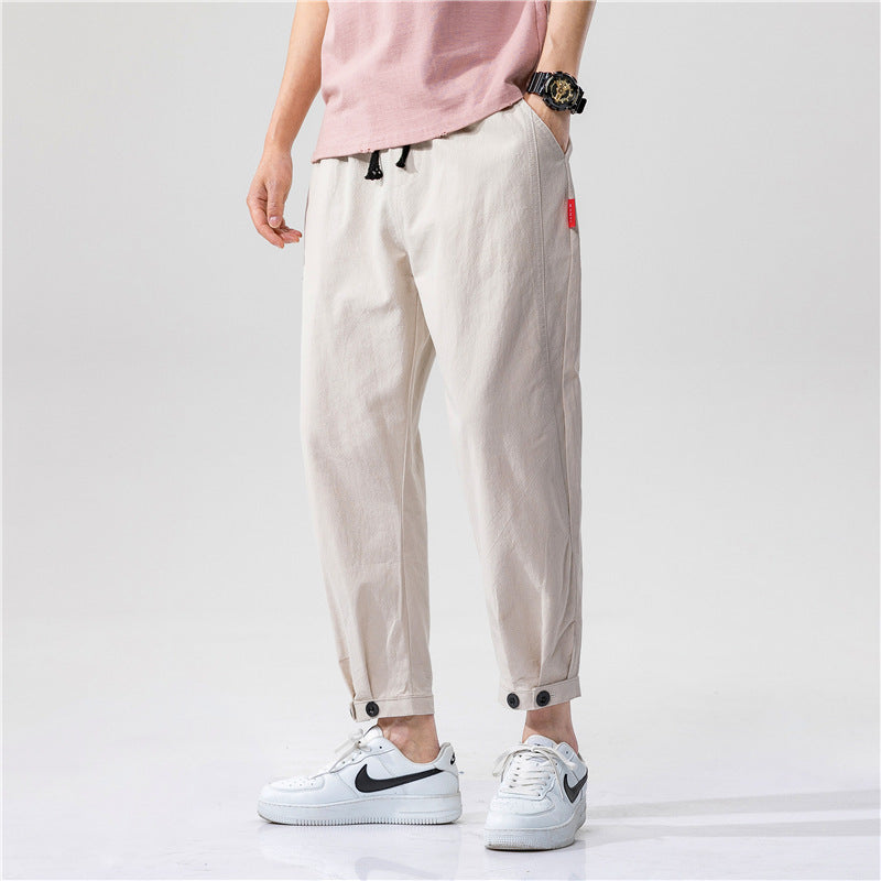 Pantalones Hombre Tejido Ligero Transpirable Corte Moderno Ajustado