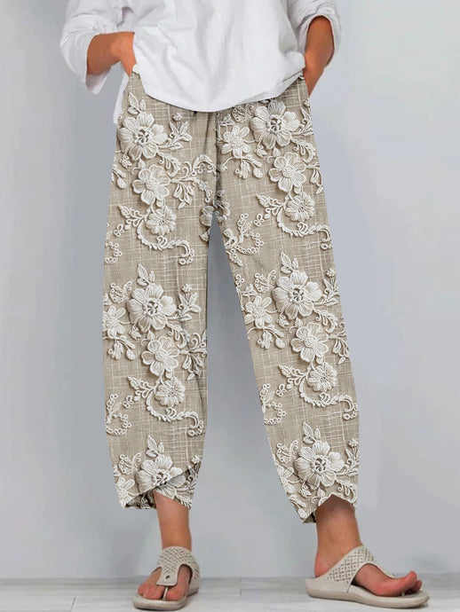 Pantalones Mujer Estampados Algodón Corte Relaxed