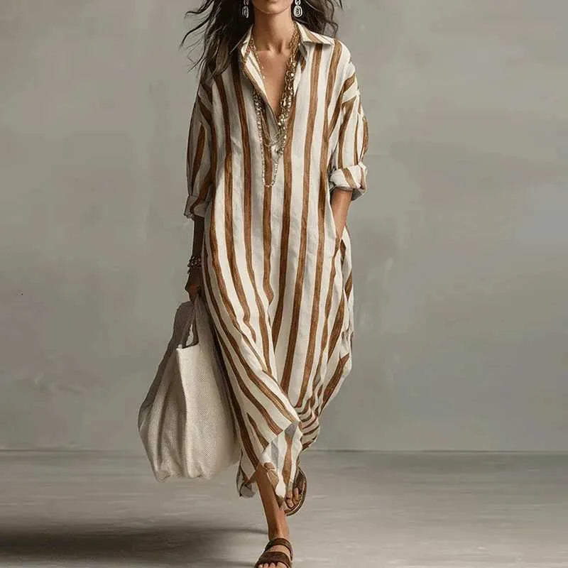 Vestido camisero mujer de rayas largo