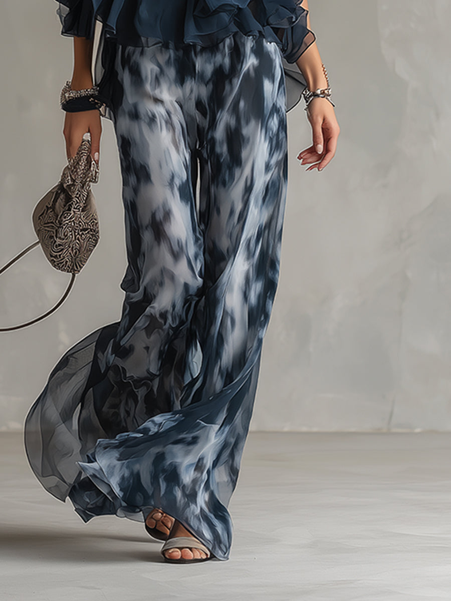 Conjunto Mujer de Gasa Cuello Alto Estilo Elegante