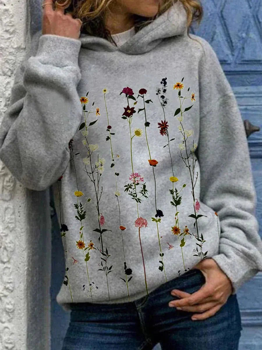Sudadera Mujer con Capucha Estampado Floral Ajuste Regular - Mavetta