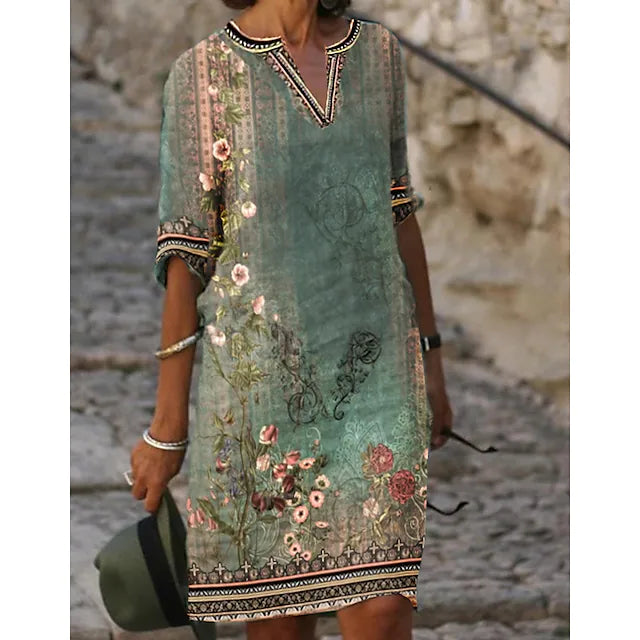 Vestido midi mujer con escote en V estilo elegante - Mavetta
