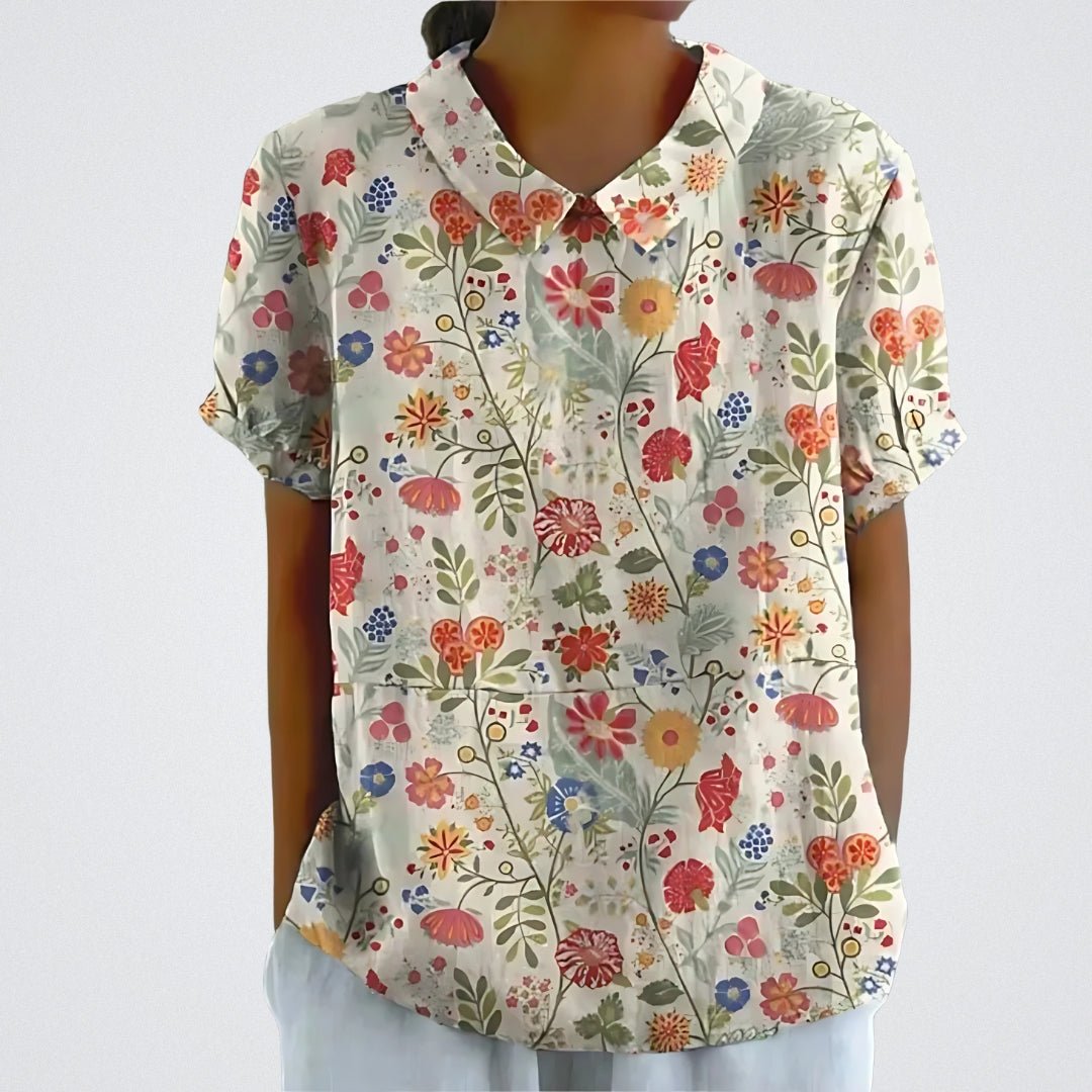 Blusa mujer ligera estampada manga corta clasica