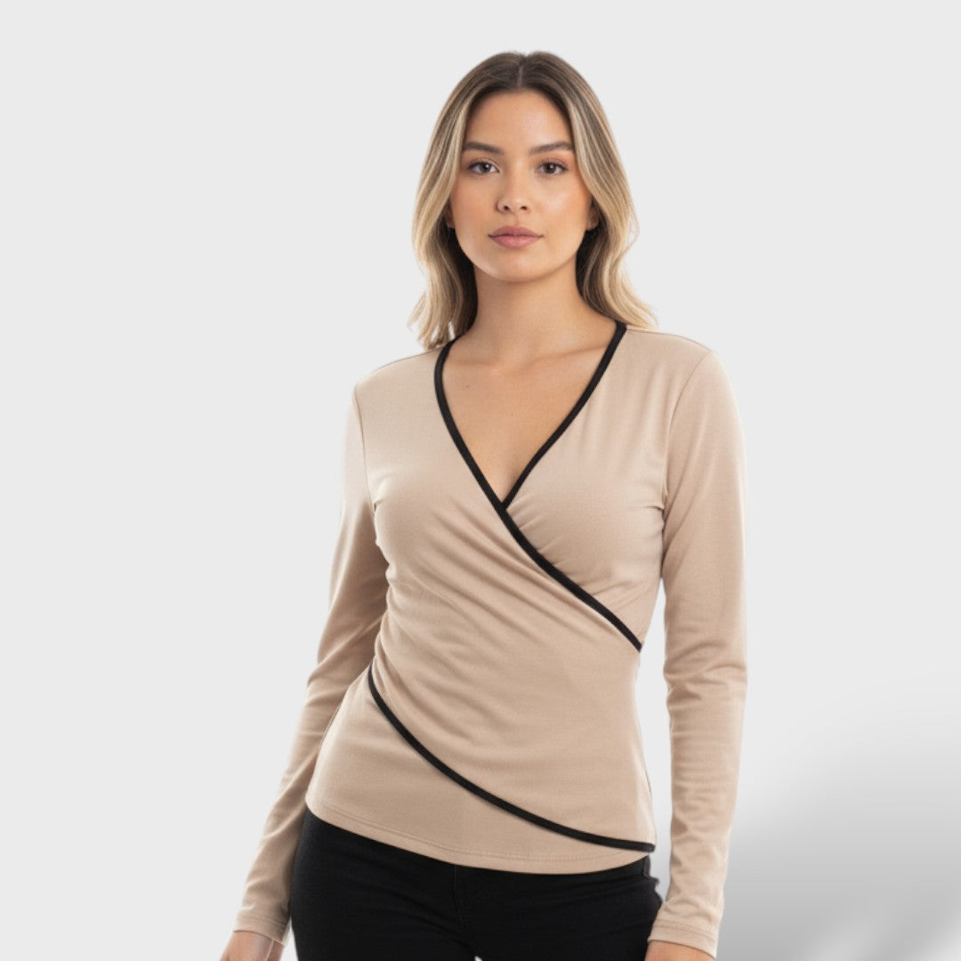 Blusa Cruzada Mujer Tejido Ligero Ajuste Entallado