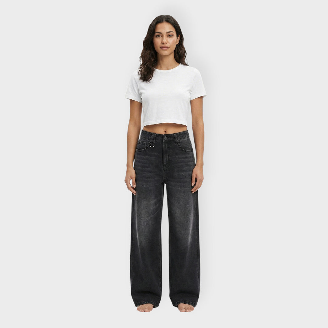Pantalones Vaqueros Mujer Pierna Ancha Baggy