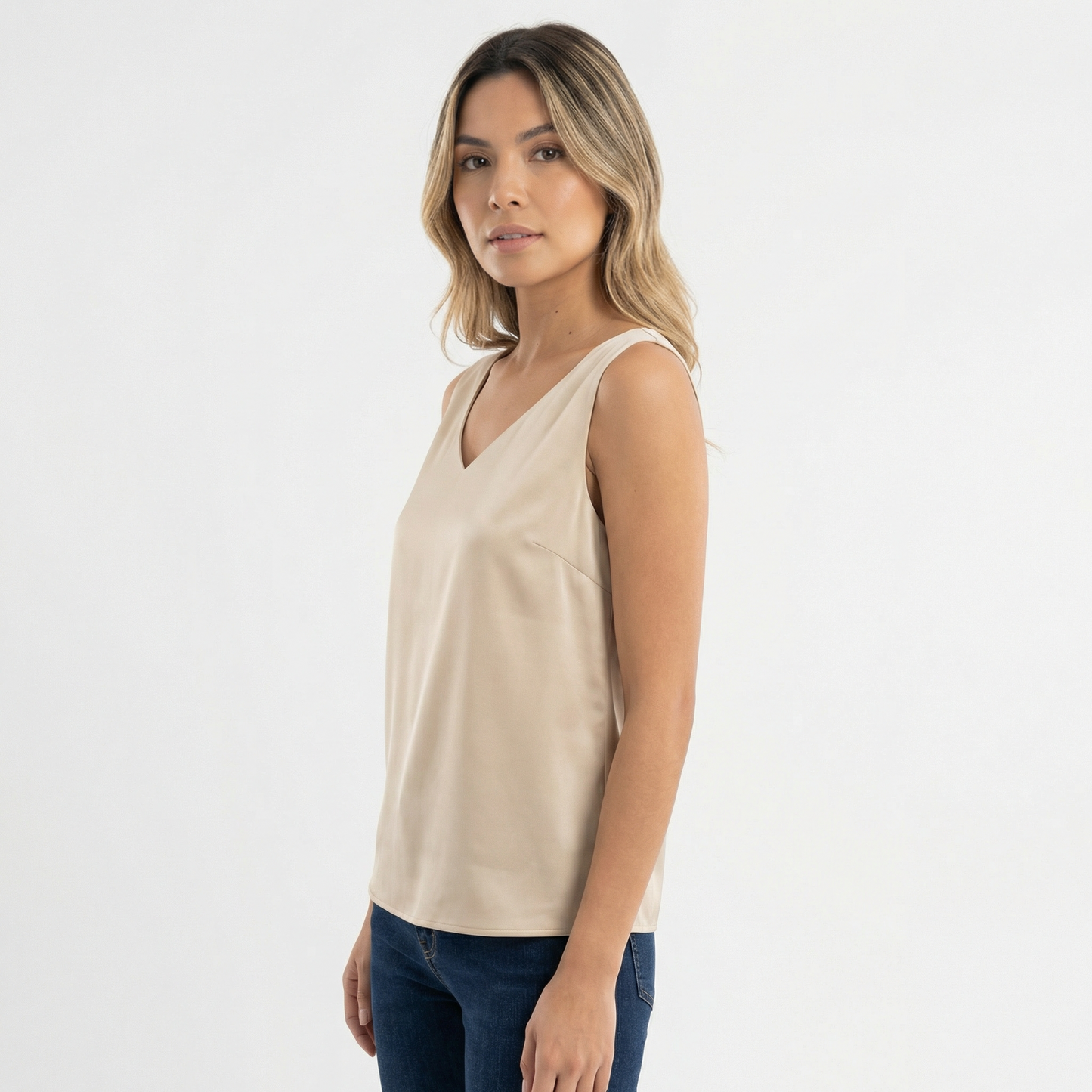 Blusa Mujer Cuello en V Ajuste Clásico