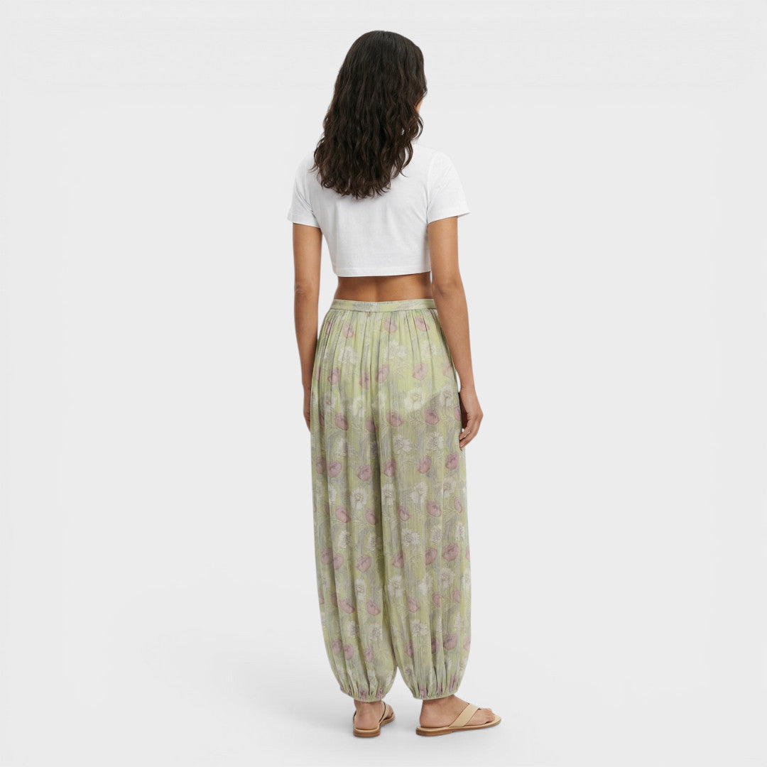 Pantalones Mujer Estampado Floral Pierna Ancha