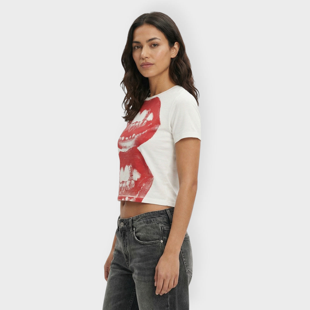 Camiseta Mujer Algodón Estampada Manga Corta