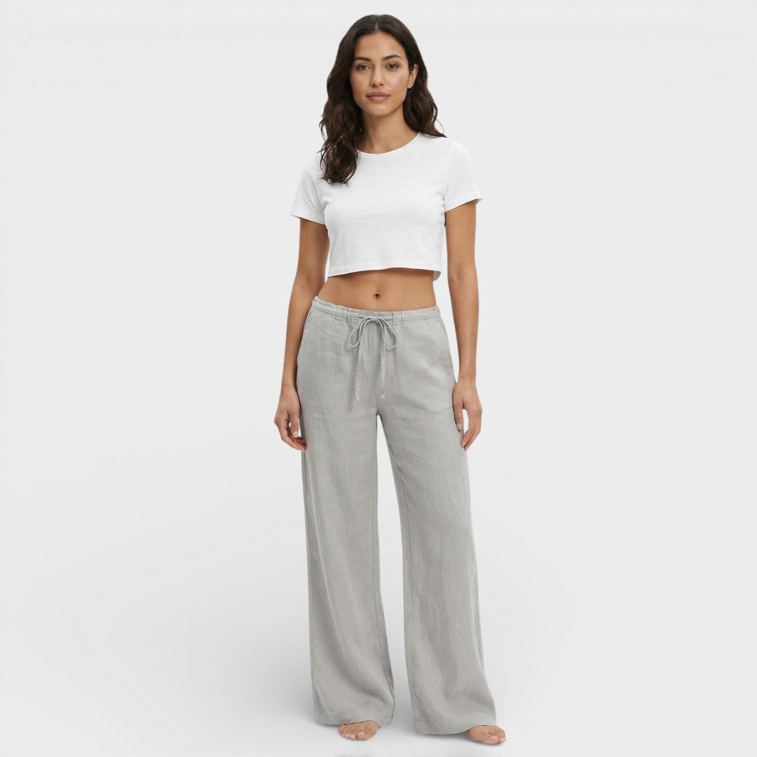 Pantalones Mujer de Lino Cintura Elástica