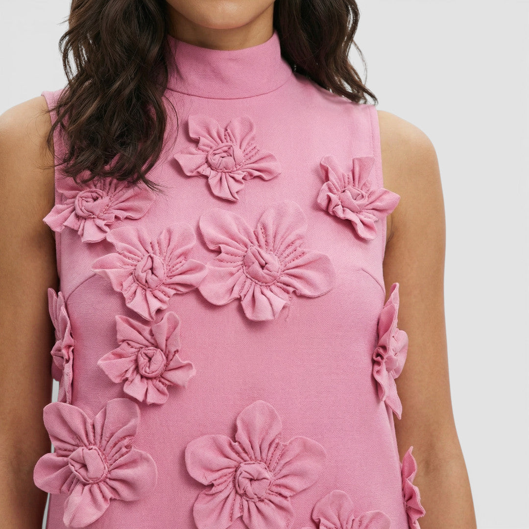 Vestido Largo Mujer de Tela con Flores 3D