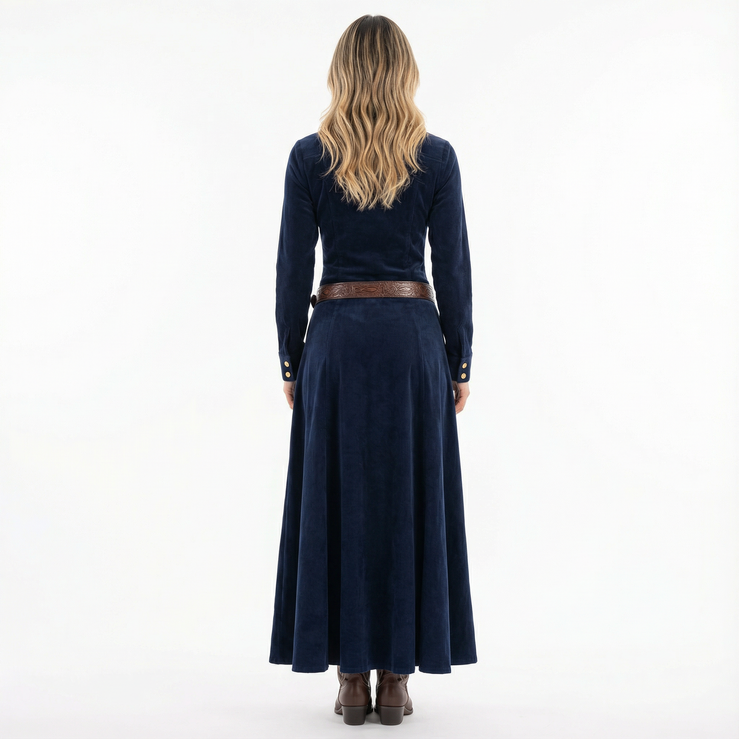 Vestido Maxi Mujer de Terciopelo Corte Elegante