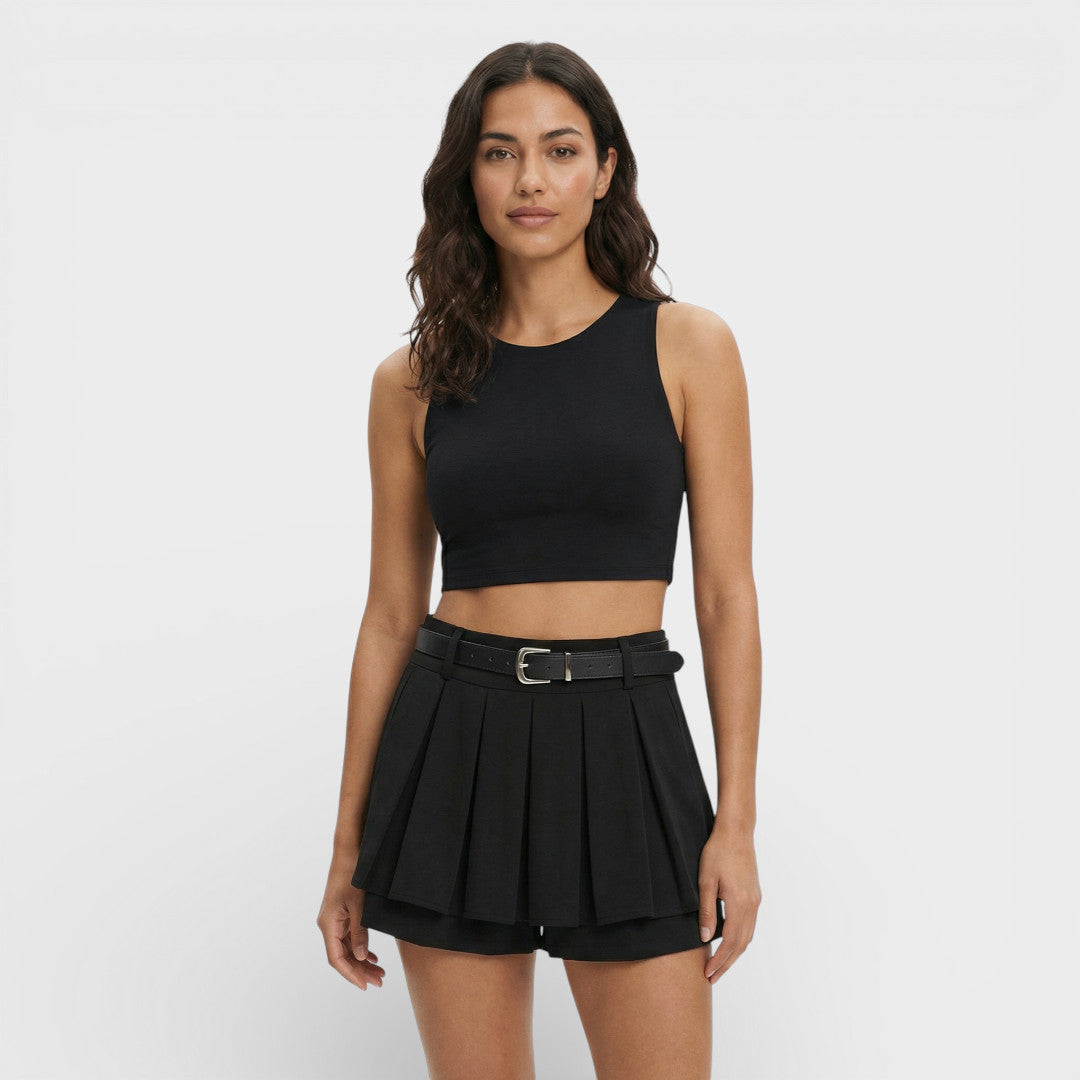 Shorts Mujer Plisados Tiro Alto