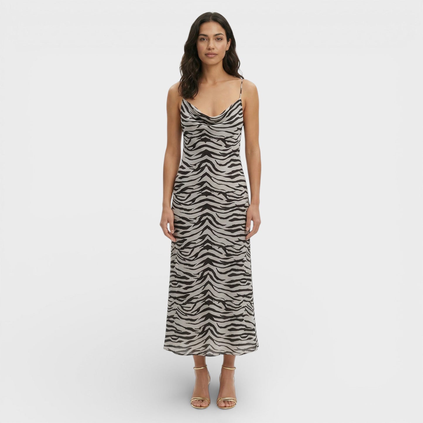Vestido Midi Mujer Estampado Animal Espalda Abierta
