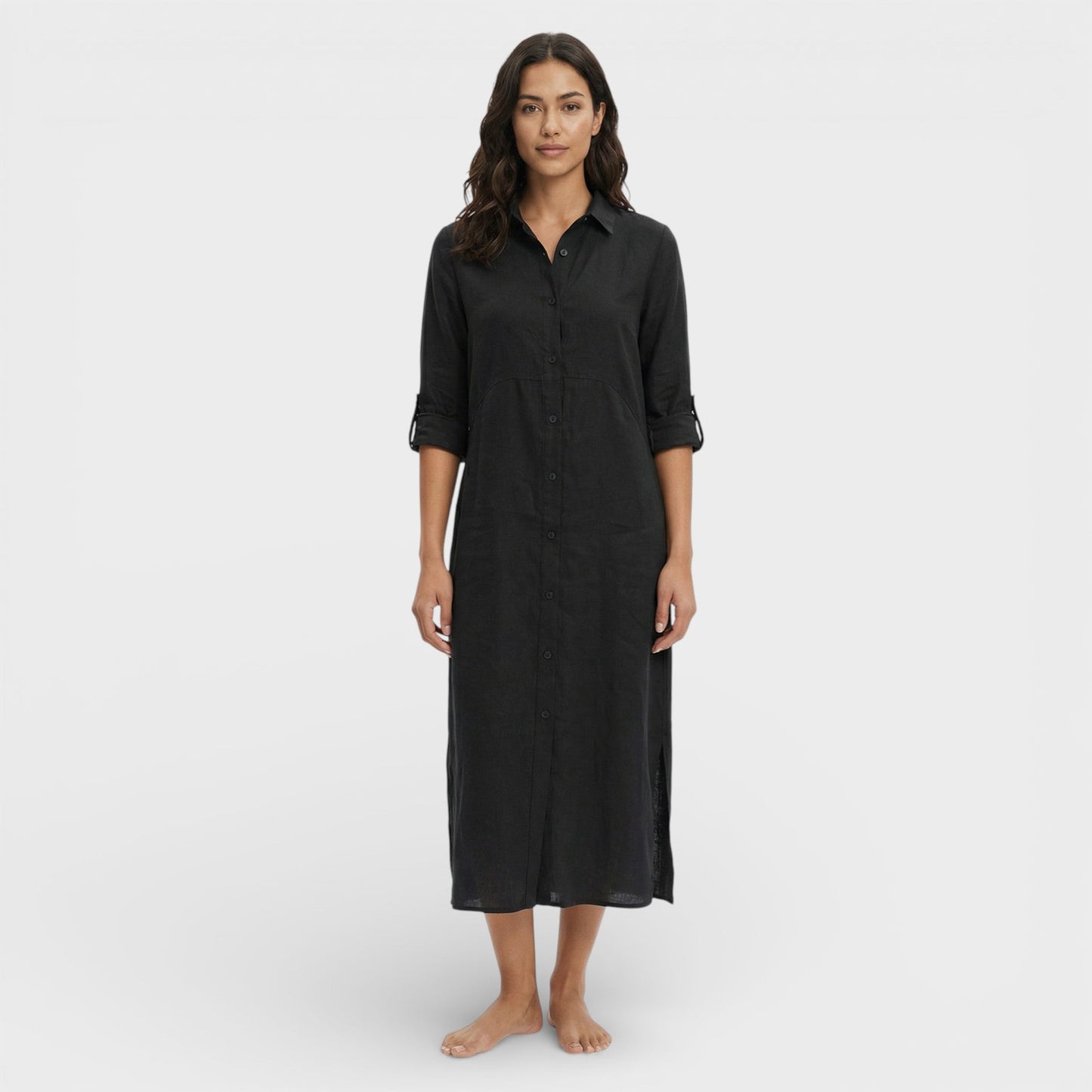 Vestido Maxi Mujer Camisero Holgado