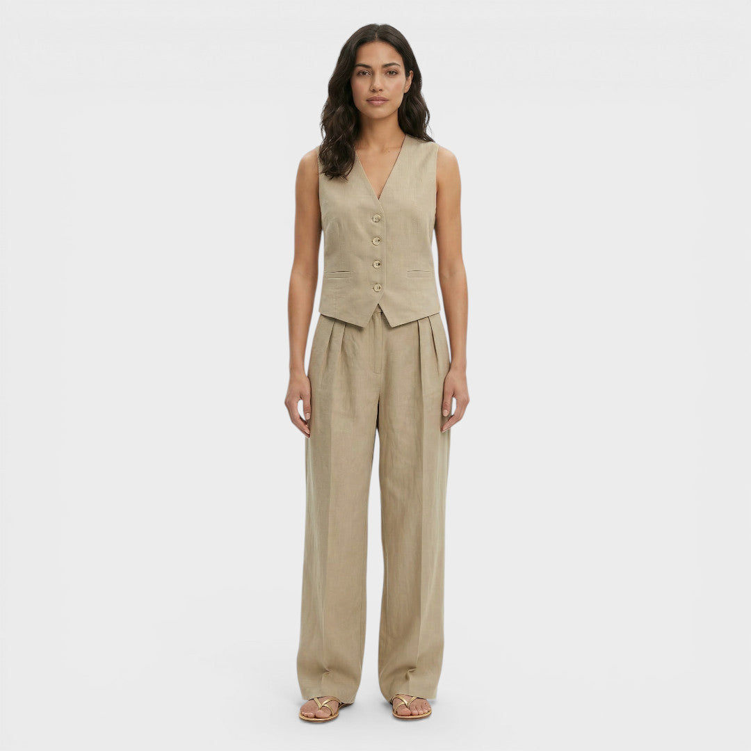 Conjunto Mujer Chaleco Oficina Pantalón Recto