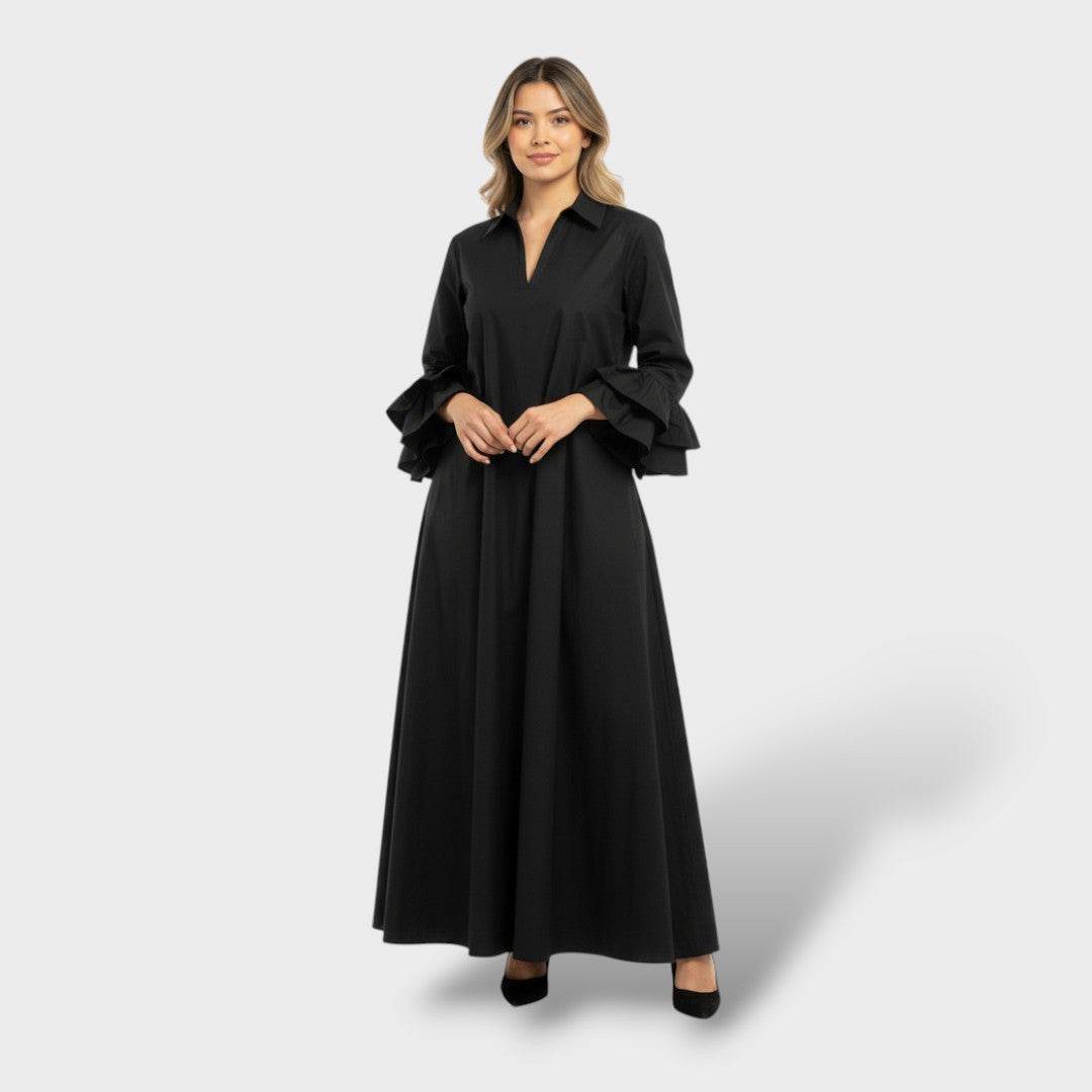 Vestido Largo Mujer Cuello Camisero Ajustado