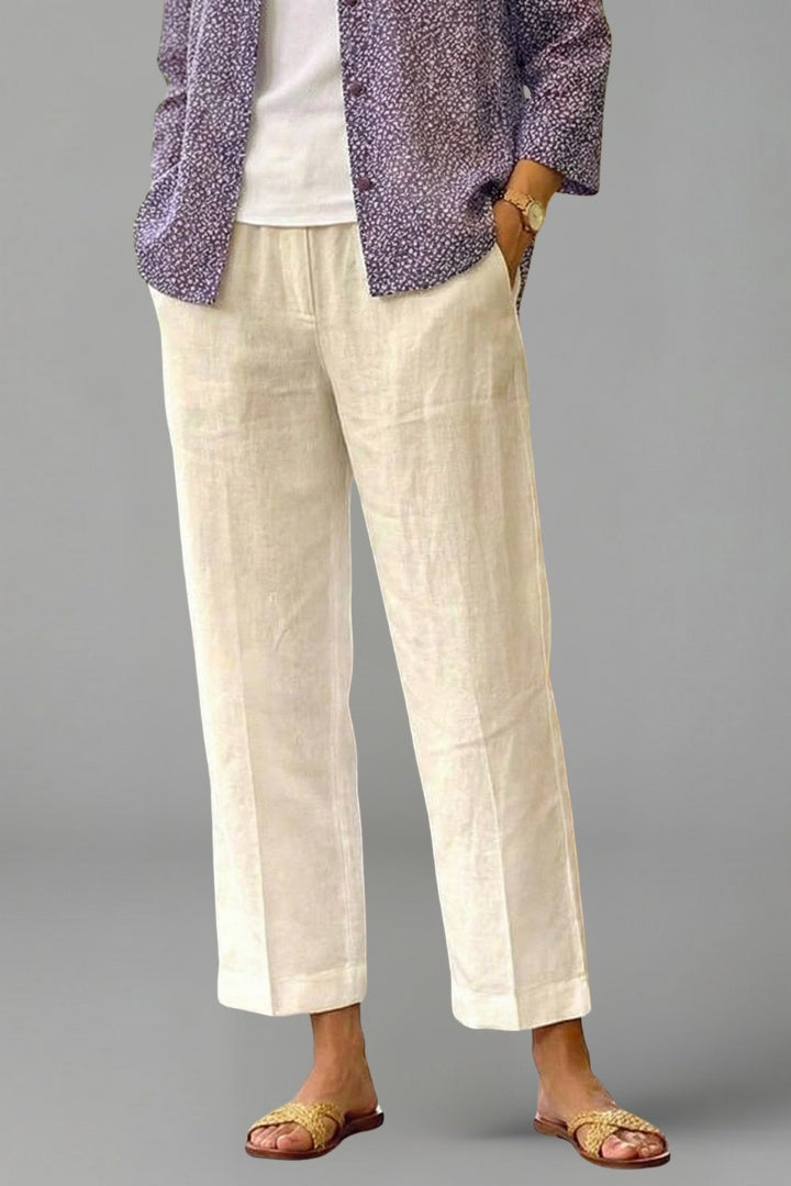 Pantalón Palazzo Mujer Cintura Elástica Bolsillos