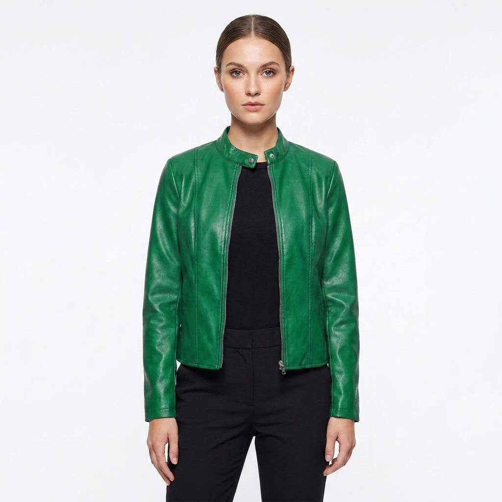 Chaqueta Biker Mujer Ajustada de Piel