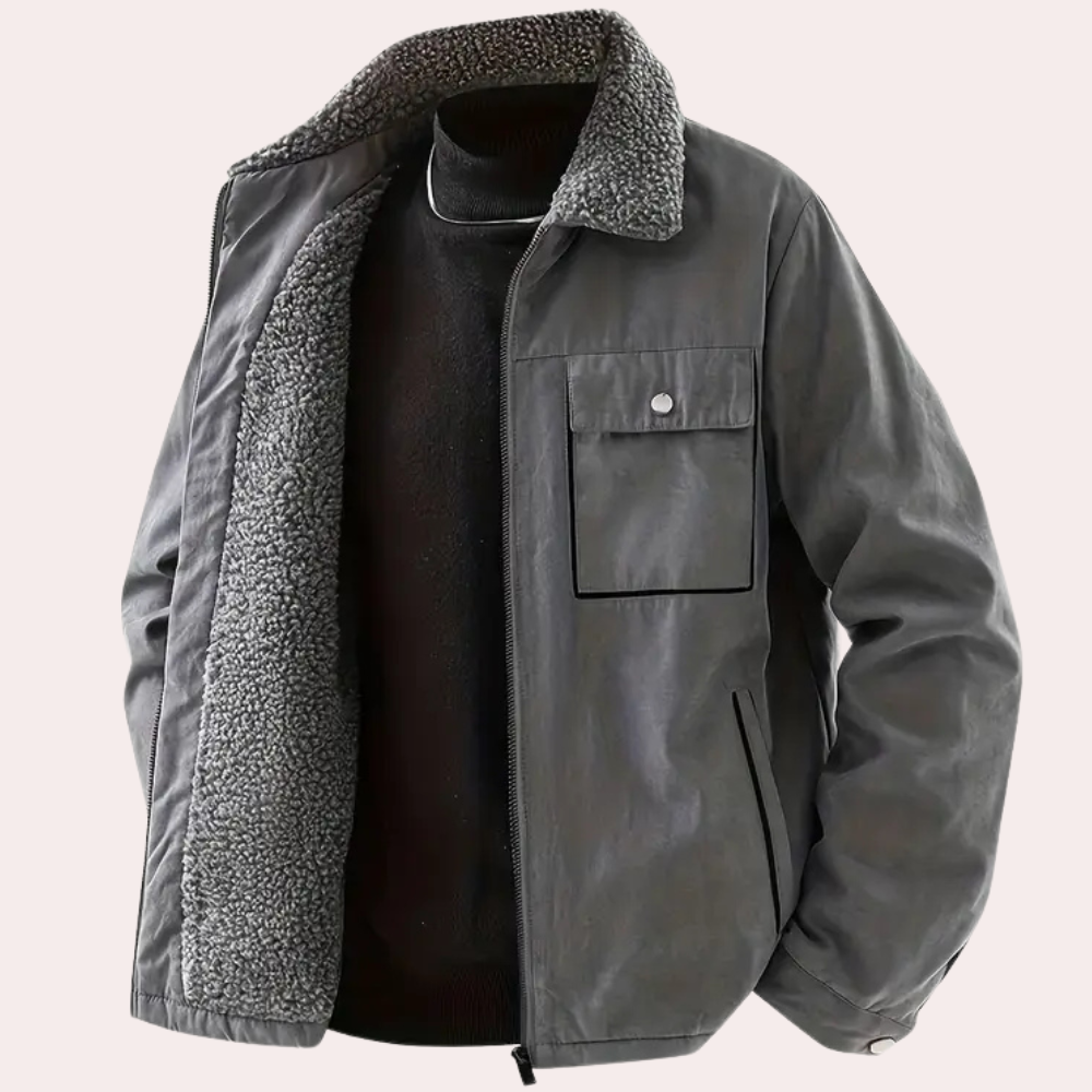 Chaqueta Hombre con Forro Sherpa y Cremallera Ajuste Regular