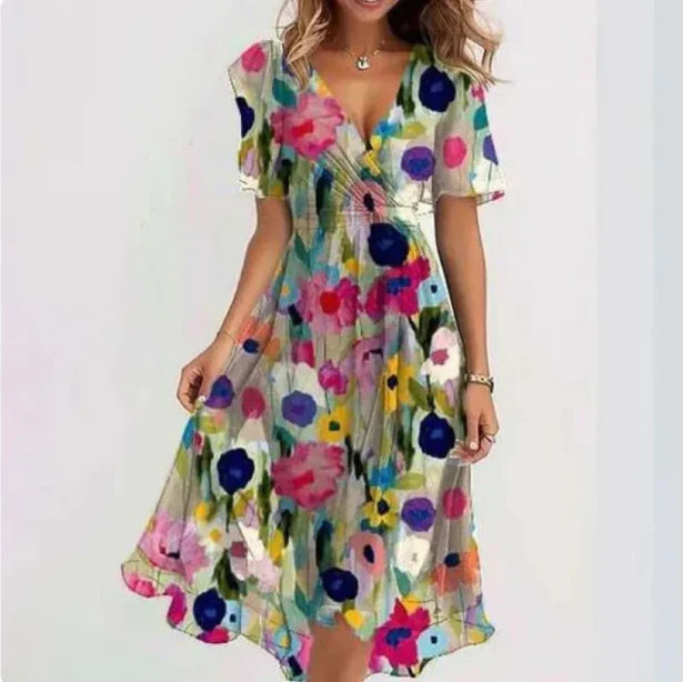 Vestido Midi Mujer de Chifón Caída Suelta