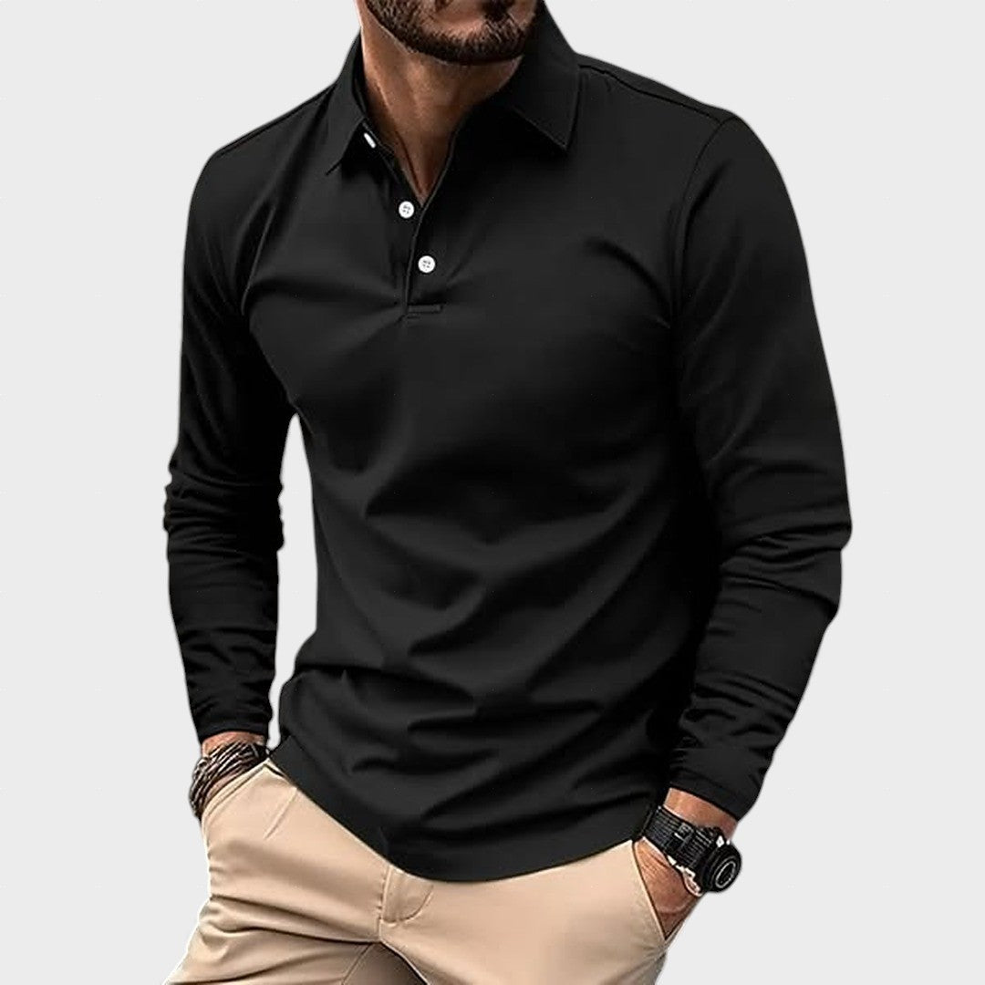 Polo hombre manga larga diseño minimalista ajuste cómodo - Mavetta