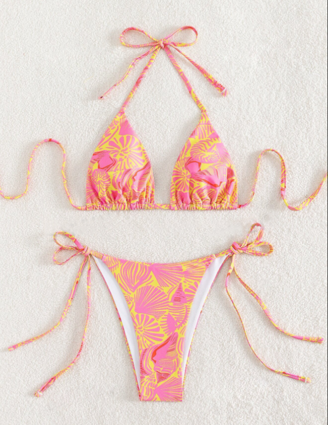 Bikini Mujer con Detalle de Lazo Ajuste Marina