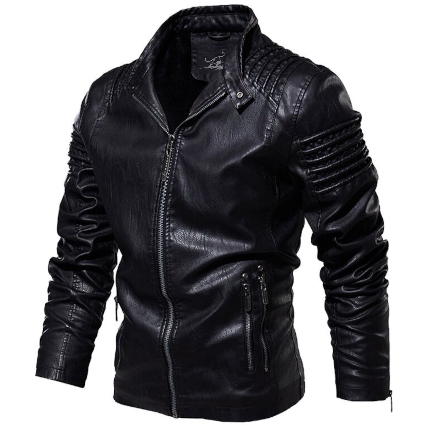 Chaqueta Hombre de Cuero con Cremallera y Bolsillos