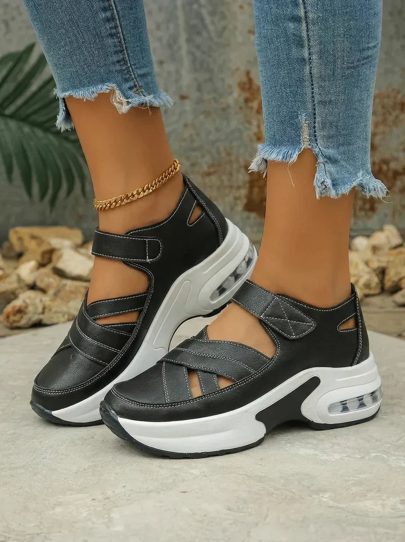 Sandalias Plataforma Mujer de Piel Calada